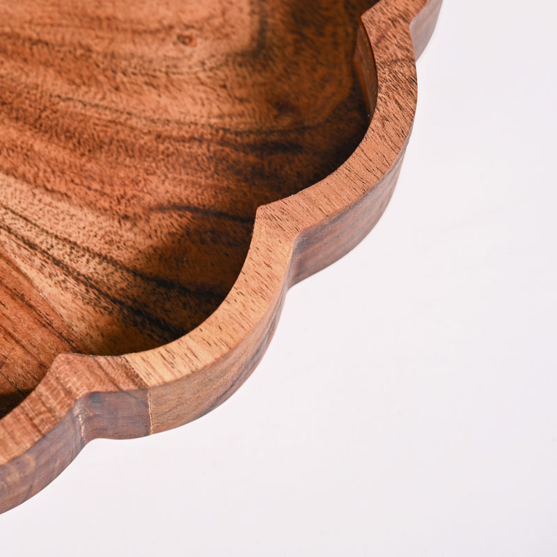 Acacia Scalloped Lazy Susan Serving Platter