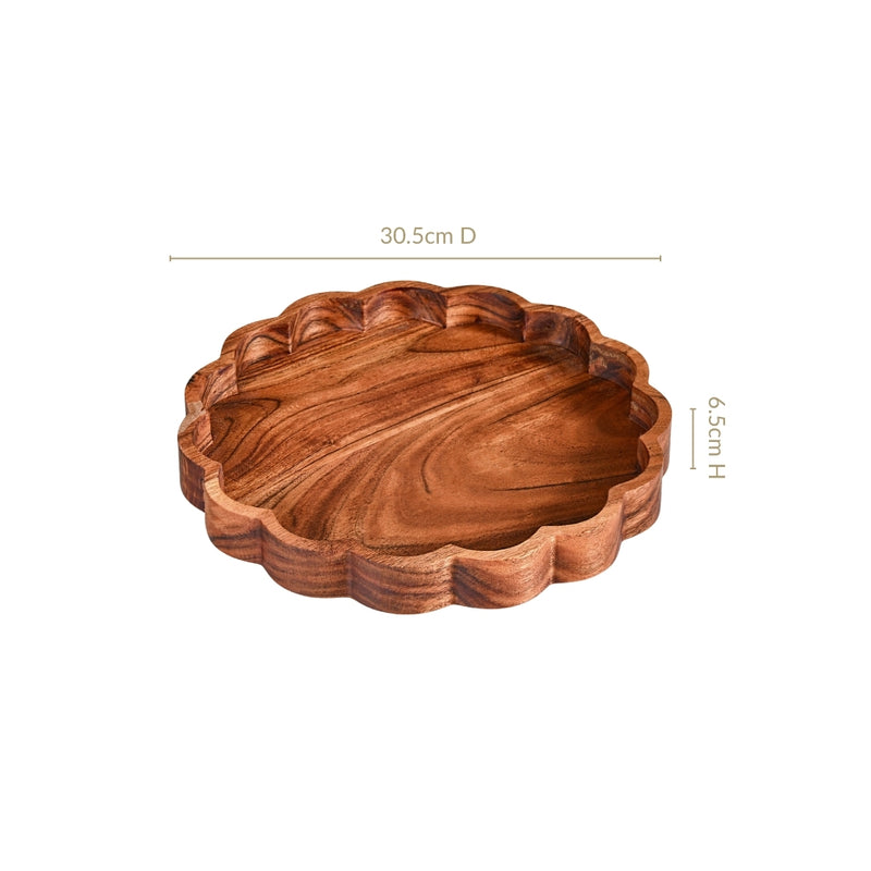 Acacia Scalloped Lazy Susan Serving Platter