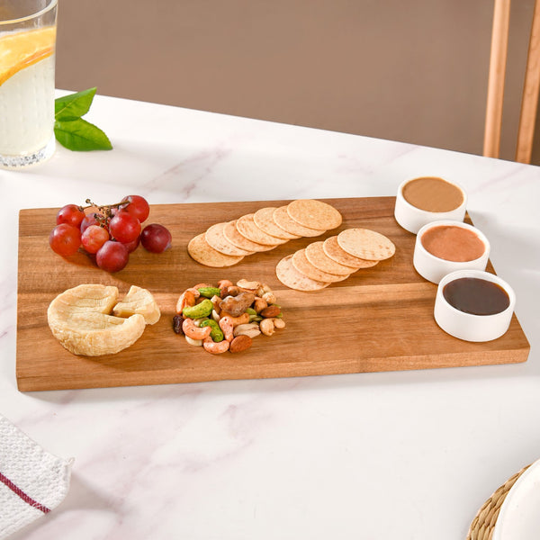 Acacia Wood Cheeseboard With Set Of 3 Small Bowls 50ml