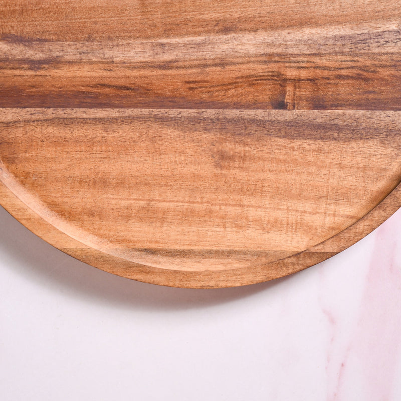 Acacia Wood Dessert Tray With Glass Cloche