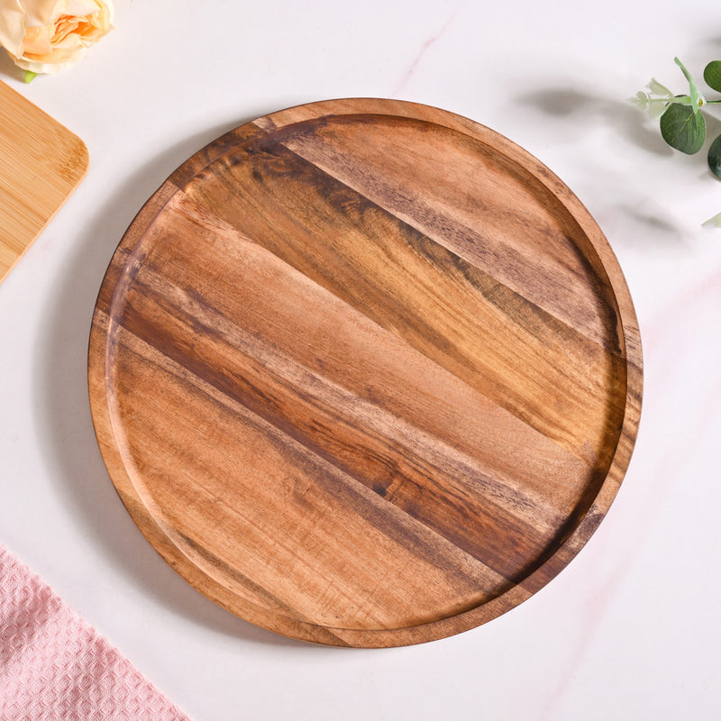 Acacia Wood Dessert Tray With Glass Cloche