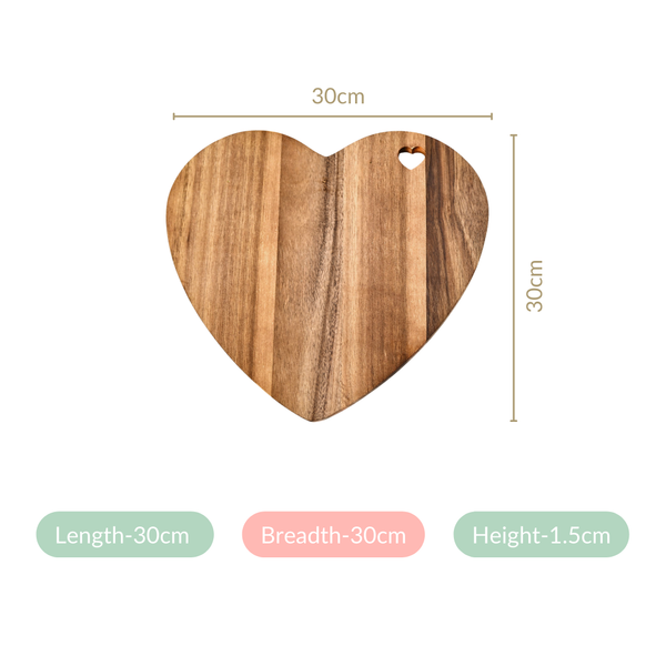 Wooden Heart Acacia Serving Platter