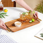 Acacia Wood Flat Serving Tray With Handles