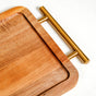 Acacia Wood Flat Serving Tray With Handles