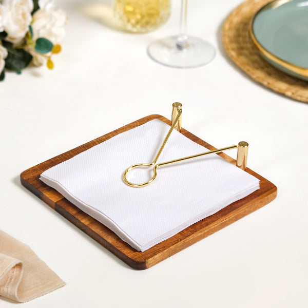 Wooden Tissue Paper Holder With Metal Clip