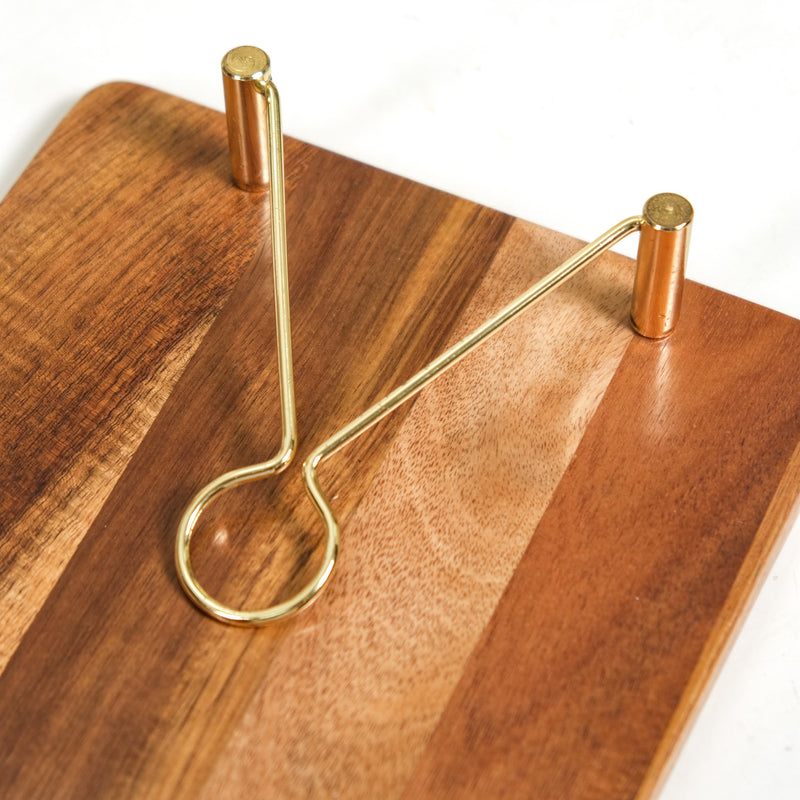 Natural Acacia Wood Tissue Paper Holder With Metal Clip