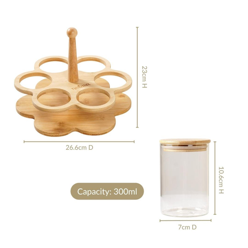 Airtight Glass Jars With Rotating Stand Set Of 7 300ml