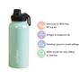 Vacuum Insulated Stainless Steel Water Bottle 1L Mint - Water bottle, stainless steel water bottle, insulated water bottle, sipper water bottle