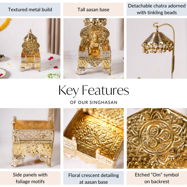 Brass Singhasan With Detachable Chatra