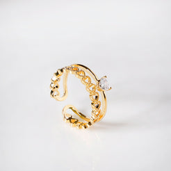 All Hearts Studded Gold Ring