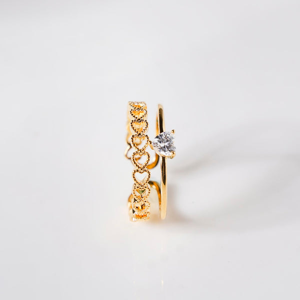 All Hearts Studded Gold Ring