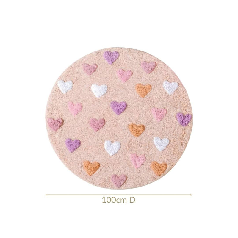 All Hearts Soft Girl Round Rug 100cm