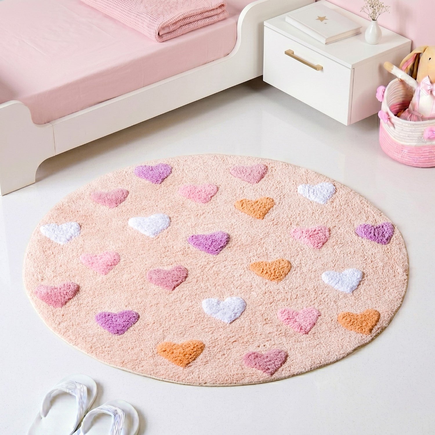 All Hearts Soft Girl Round Rug 100cm