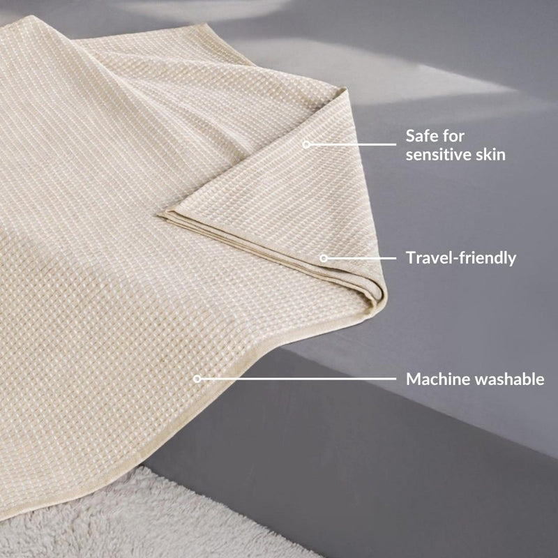 All Season Waffle Sofa Throw Blanket Beige White 220x200cm
