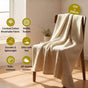 All Season Waffle Sofa Throw Blanket Beige White 220x200cm