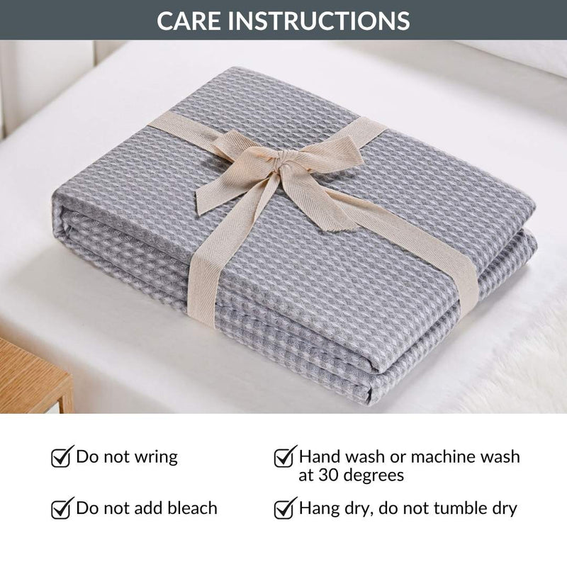 All Season Waffle Sofa Throw Blanket Grey White 220x200cm