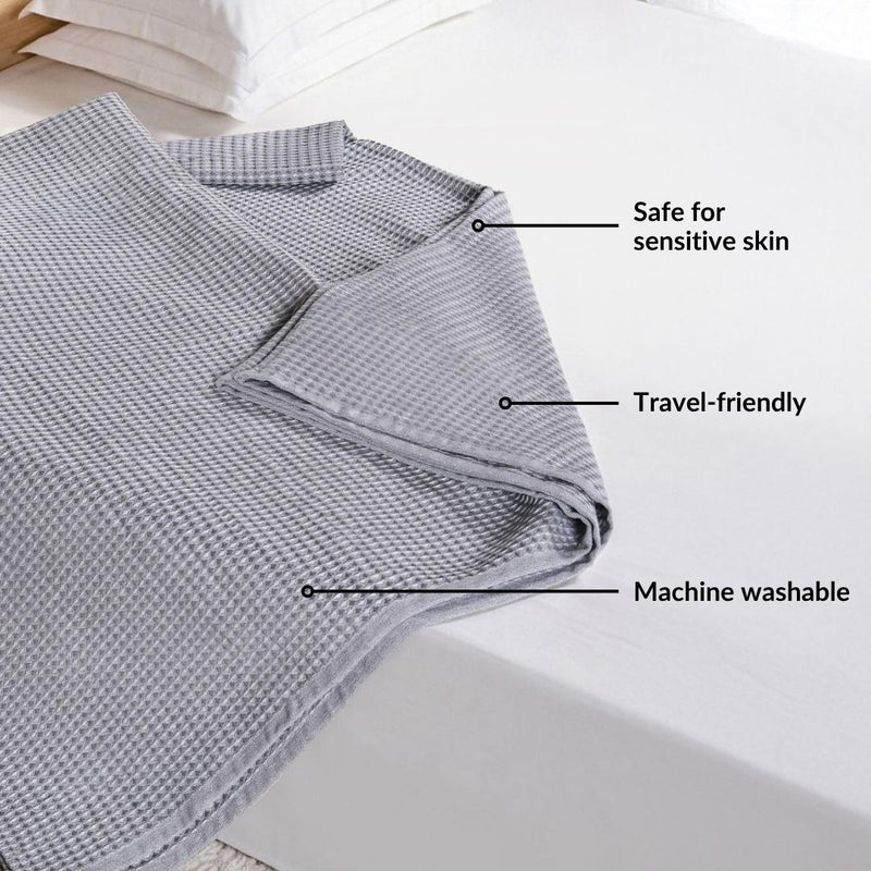 All Season Waffle Sofa Throw Blanket Grey White 220x200cm