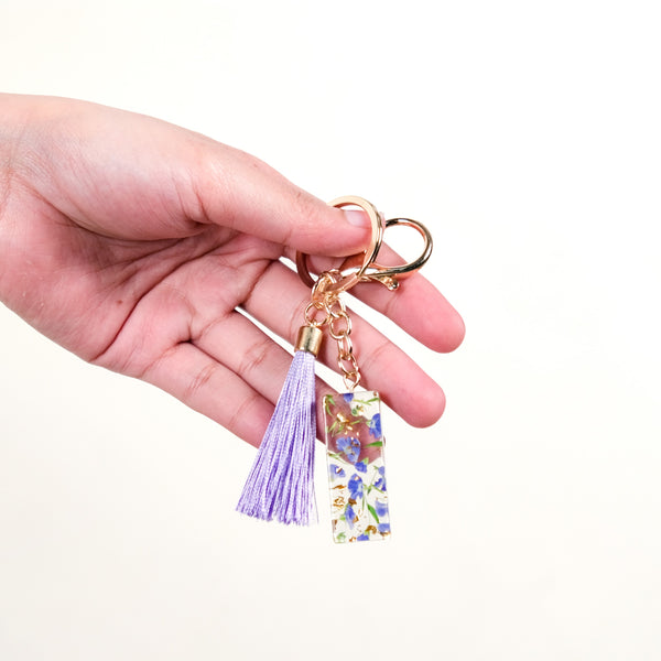 Iconic I Resin Keyring With Lavender Tassel