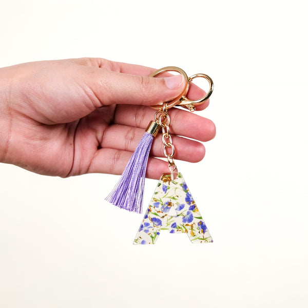 Lilac Dreams Alphabet A Resin Keychain