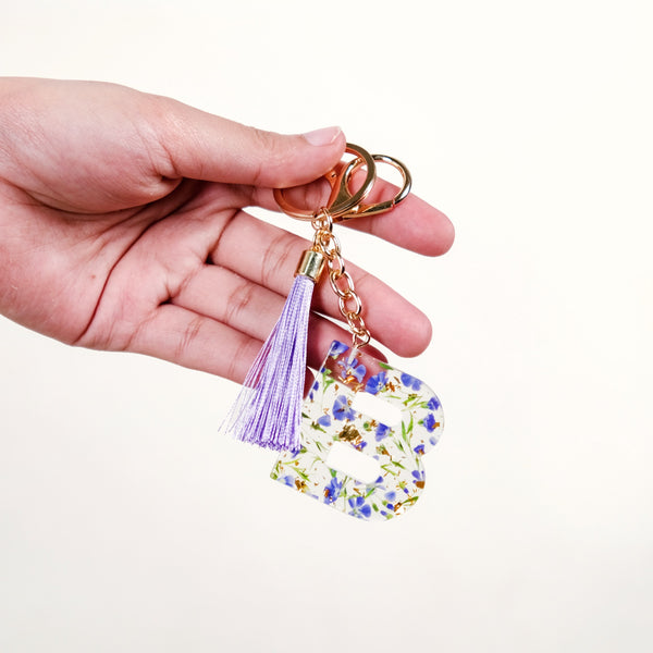 Blooming Beauty Pressed Flower B Keyring