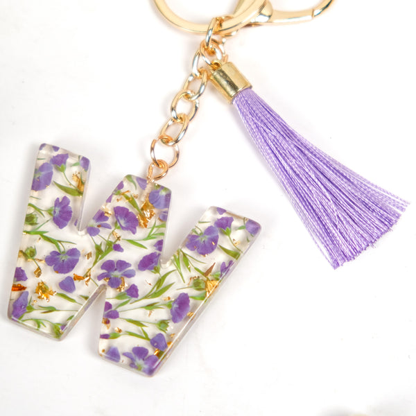 Wonderous Wildflower W Alphabet Keyring