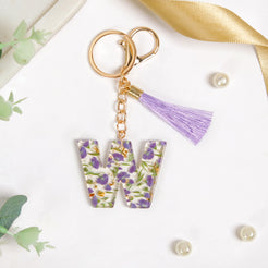 Wonderous Wildflower W Alphabet Keyring