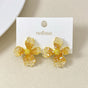 Crystal Textured Amber Floral Stud Earrings