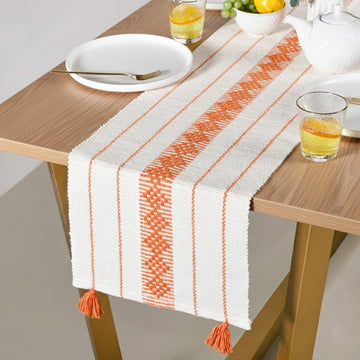 Amber Weave Cotton Runner With Tassels 180x33cm