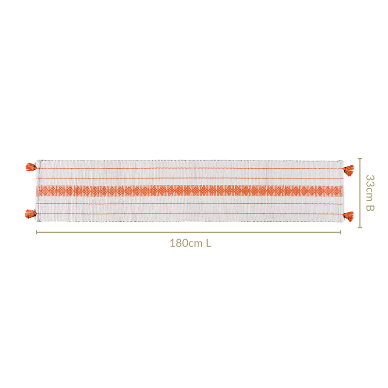Amber Weave Cotton Runner With Tassels 180x33cm