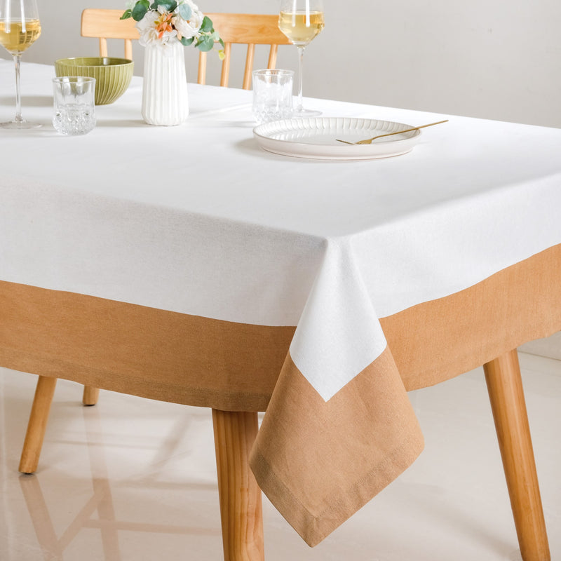 Midori Cotton Tablecloth For 6 Seater In Brown 200x150cm