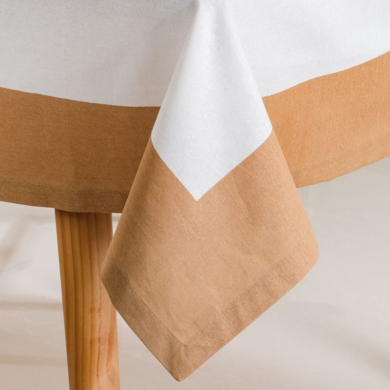 Midori Cotton Tablecloth For 6 Seater In Brown 200x150cm