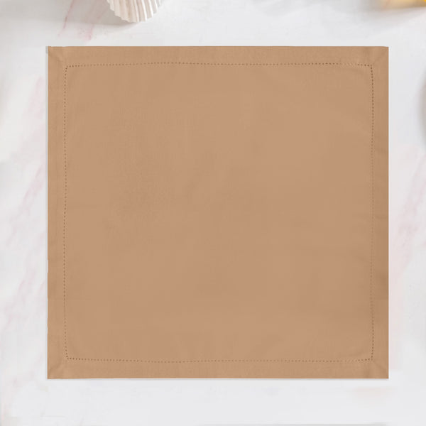 Midori Premium Cotton Hemstitched Dinner Napkins Set Of 6 In Brown
