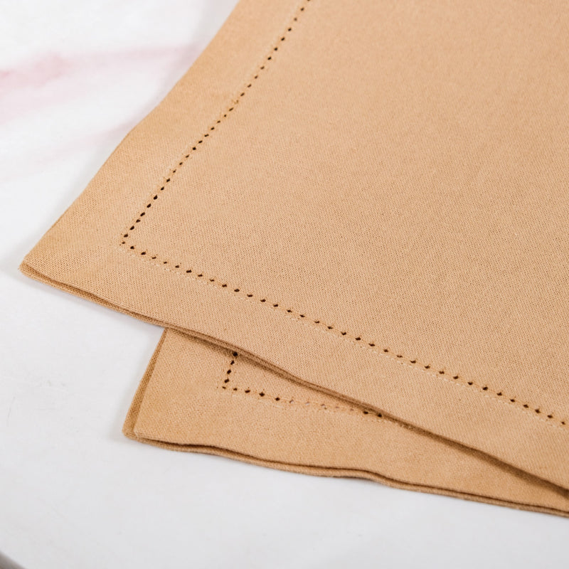 Midori Premium Cotton Hemstitched Dinner Napkins Set Of 6 In Brown
