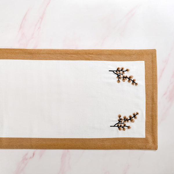 Midori Rustic Charm Cotton Table Runner In Brown 180x36cm