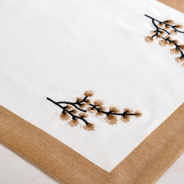 Midori Rustic Charm Cotton Table Runner In Brown 180x36cm