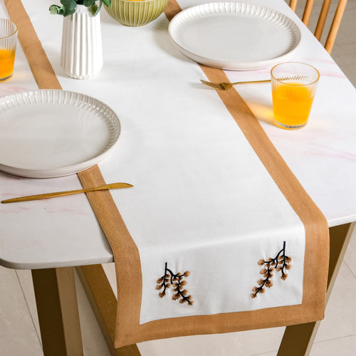 Midori Rustic Charm Cotton Table Runner In Brown 180x36cm