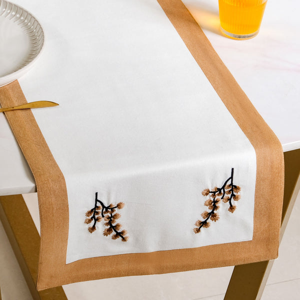 Midori Rustic Charm Cotton Table Runner In Brown 180x36cm