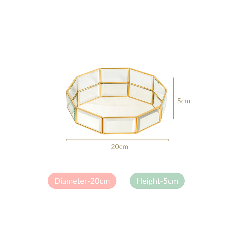 Crystal Mirrored Vanity Tray Small- Crystal Vanity Tray, Mirrored Vanity Tray, Small Vanity Tray, Decorative Crystal Tray