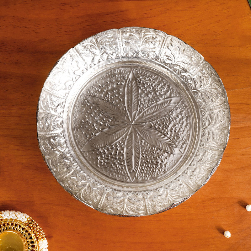 Antique Engraved Brass Urli With Stand