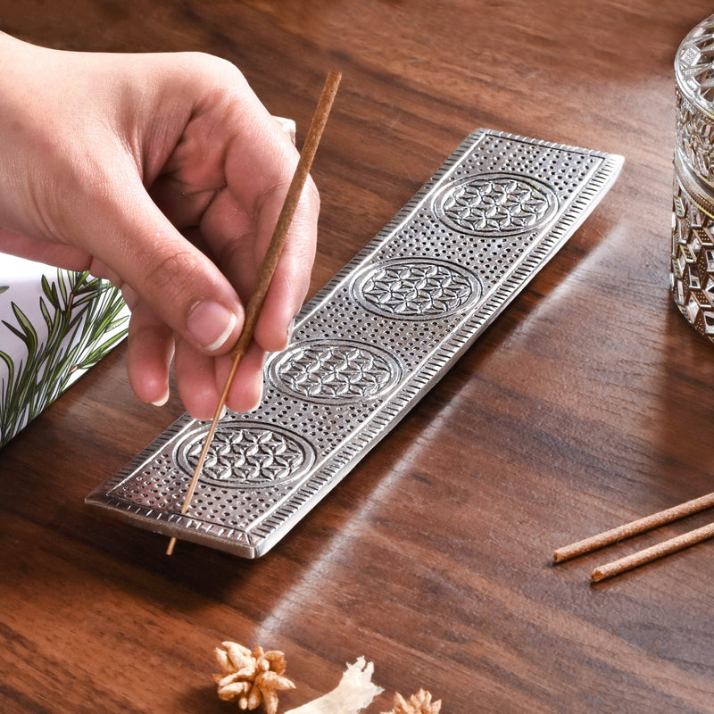 Rectangular Metal Agarbatti Stand With Mogra Incense Sticks