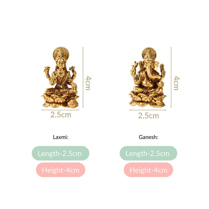 Laxmi And Ganpati Brass Idol Set Of 2