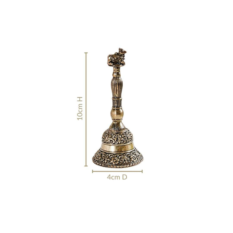 Antique Pure Brass Nandi Pooja Ghanti With Gift Box 10cm