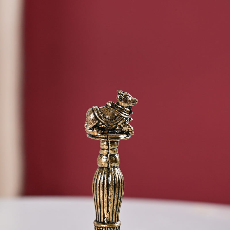 Antique Pure Brass Nandi Pooja Ghanti With Gift Box 10cm