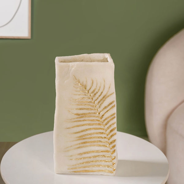 Palm Leaf Stone Finish Flower Vase