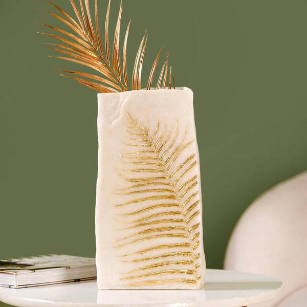 Palm Leaf Stone Finish Flower Vase