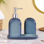 Modern Stoneware Bathroom Set of 3 Ocean Blue