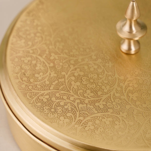 Embossed Pure Brass Airtight Masala Box Set With Gift Box