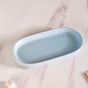 Leaf Motif Ceramic Bath Set  Of 3 Sky Blue