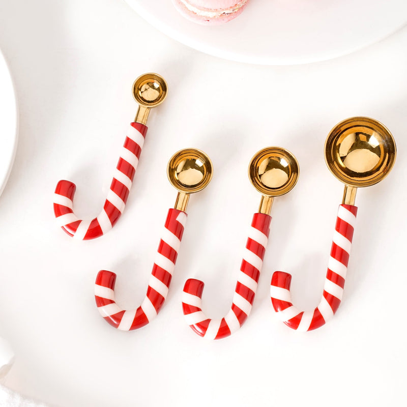 Red And White Candy Stick Measuring Spoon Set Of 4