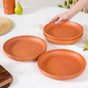 Engraved Terracotta Dinner Plates Set Of 4 - Terracotta plates, earthen plates, terracotta dinner plates